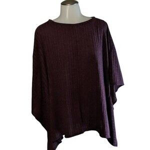 Ellen Tracy Collection Poncho Women Small Scoop Neck Square Top Burgundy S